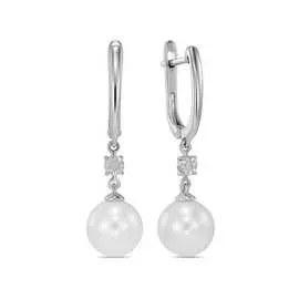 Серьги c бриллиантами и жемчугом