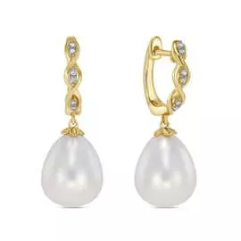 Серьги c бриллиантами и жемчугом