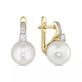 Серьги c бриллиантами и жемчугом