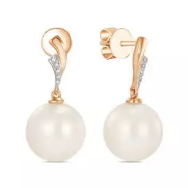 Серьги c бриллиантами и жемчугом
