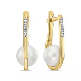 Серьги c бриллиантами и жемчугом