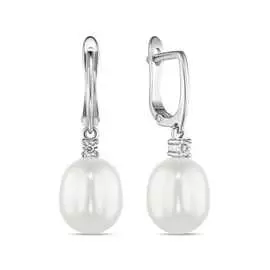 Серьги c бриллиантами и жемчугом