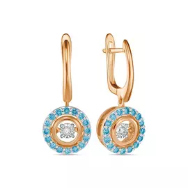 Серьги c цветными бриллиантами и бриллиантами