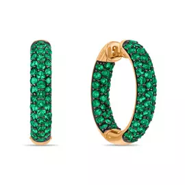 Серьги c гидротермальным изумрудом