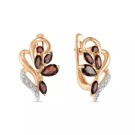 Серьги c гранатами и фианитами