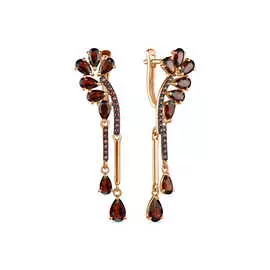 Серьги c гранатами и фианитами