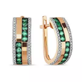 Серьги c бриллиантами и изумрудами