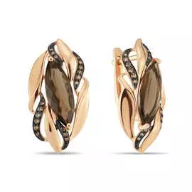 Серьги c кварцем и фианитами