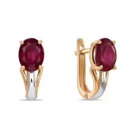 Серьги c облагороженным рубином