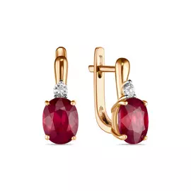 Серьги c облагороженным рубином и цветными сапфирами