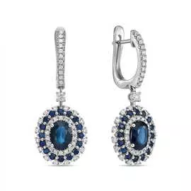 Серьги c бриллиантами и сапфирами