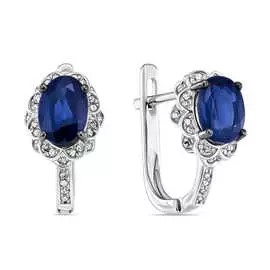 Серьги c бриллиантами и сапфирами