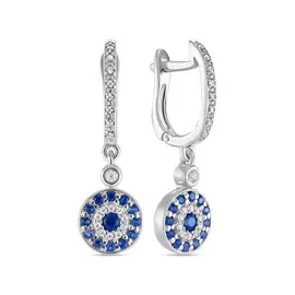 Серьги c сапфирами и фианитами