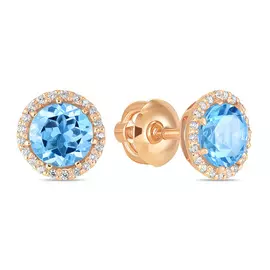 Серьги c топазами и фианитами