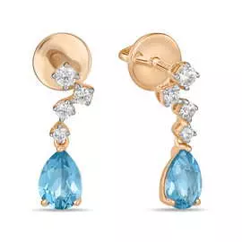 Серьги c топазами и фианитами