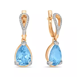 Серьги c топазом и фианитами