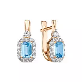 Серьги c топазом и фианитами