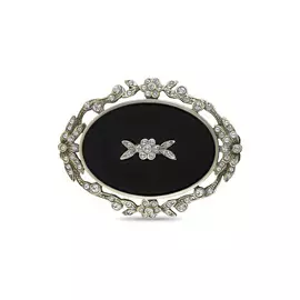 Серебряная брошь c эмалью и сваровски