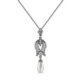 Серебряная подвеска c имитацией жемчуга и сваровски