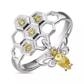 Серебряное кольцо c эмалью и фианитами