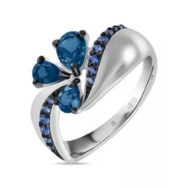 Серебряное кольцо c топазом и фианитами