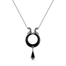 Серебряное колье c эмалью и сваровски