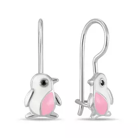 Серебряные серьги c эмалью и фианитами