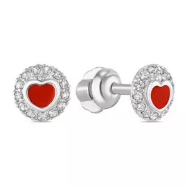 Серебряные серьги c эмалью и фианитами