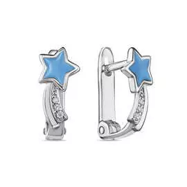 Серебряные серьги c эмалью и фианитами