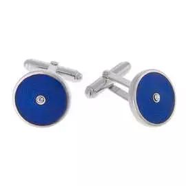 Серебряные запонки c эмалью и фианитами