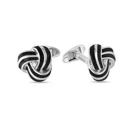 Серебряные запонки c бриллиантами и эмалью