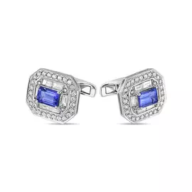 Запонки c бриллиантами и танзанитами