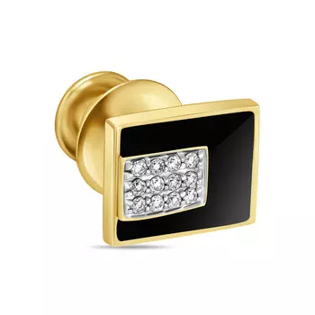 Золотой зажим c бриллиантами и ониксом