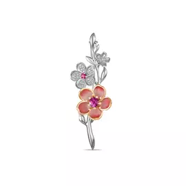 Золотая брошь c бриллиантами, эмалью и сапфирами