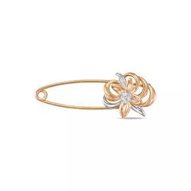 Золотая брошь c фианитом