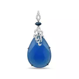 Золотая подвеска c агатом, бриллиантами и сапфиром