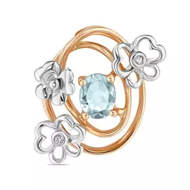 Золотая подвеска c аквамарином и бриллиантами