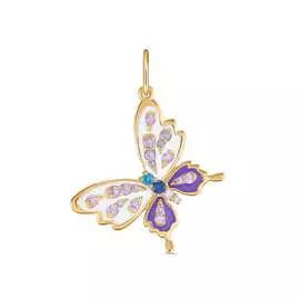 Золотая Подвеска c эмалью и фианитами