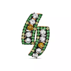 Золотая подвеска c аметистами, цитрином, кварцем, сапфирами и цаворитом