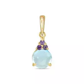 Золотая подвеска c аметистами и топазом