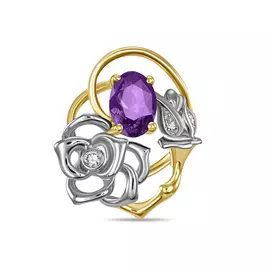 Золотая подвеска c аметистом и бриллиантами