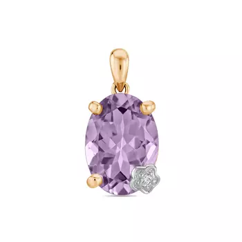 Золотая подвеска c аметистом и бриллиантом