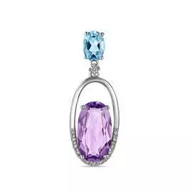 Золотая подвеска c аметистом, топазом и бриллиантами