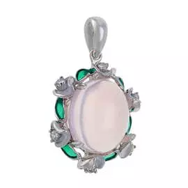 Золотая подвеска c бриллиантами, эмалью и кварцем