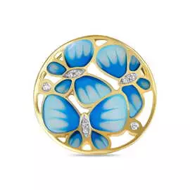 Золотая Подвеска c бриллиантами и эмалью