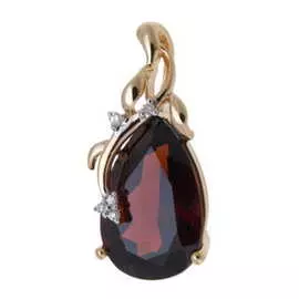 Золотая подвеска c бриллиантами и гранатом