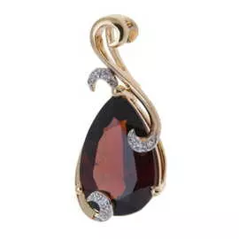 Золотая подвеска c бриллиантами и гранатом