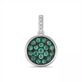 Золотая подвеска c бриллиантами и изумрудами