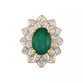 Золотая подвеска c бриллиантами и изумрудом