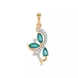 Золотая подвеска c бриллиантами и изумрудом